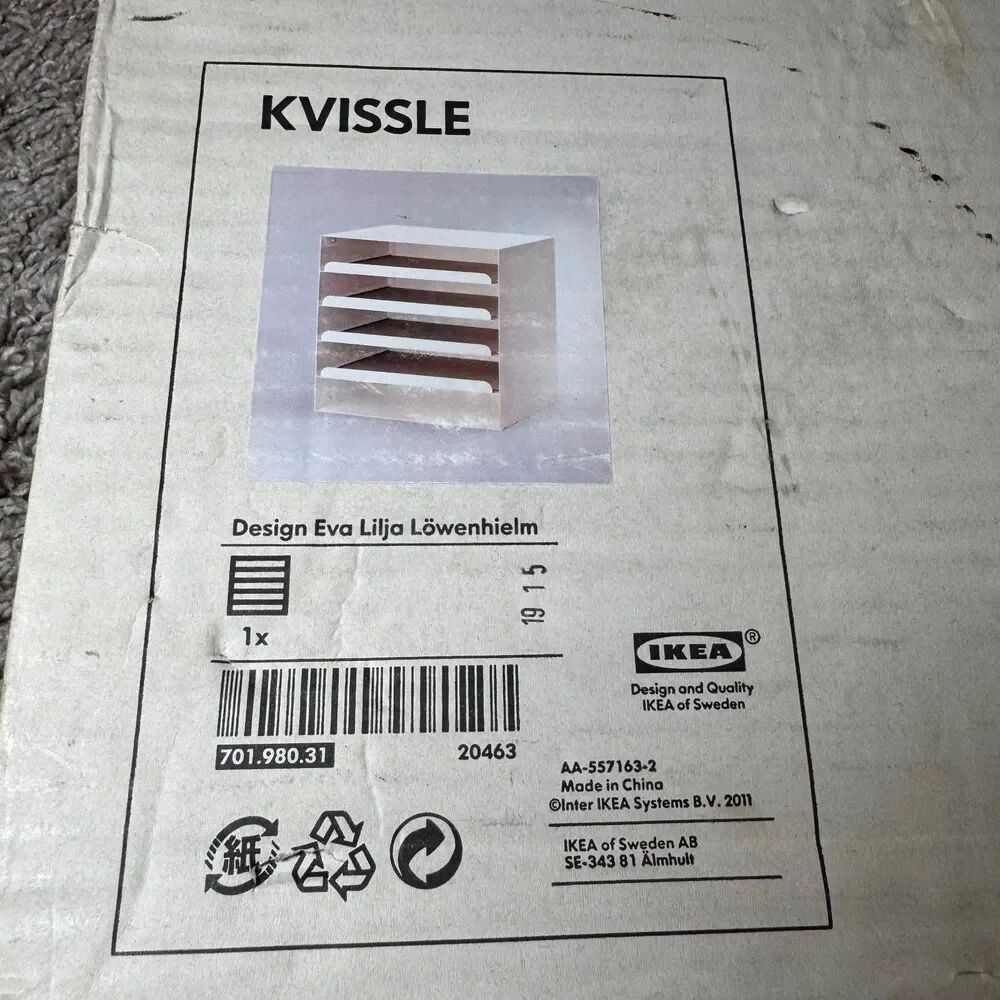 IKEA KVISSLE White Filing Letter Paper Organizer Desk Tray 701.980.31 - READ